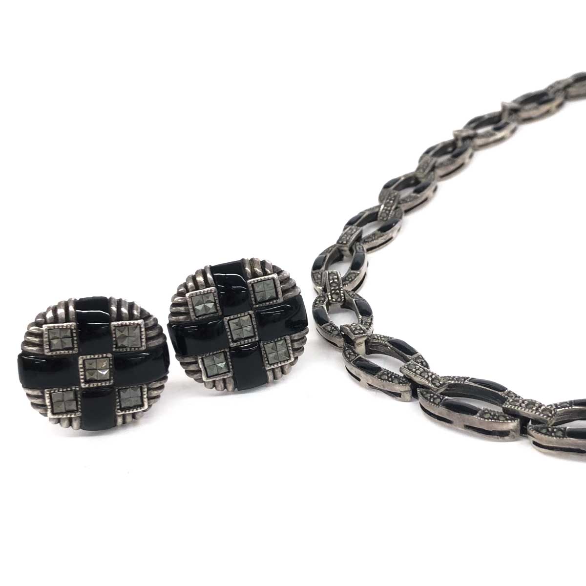 ★20%OFFクーポン★全員対象★ 4月30日〆まで【202504】 シルバーアクセサリー SVネックレス&イヤリング 925 シルバーカラー 総重量76g レディース ヴィンテージ accessory アクセサリー 【中古】