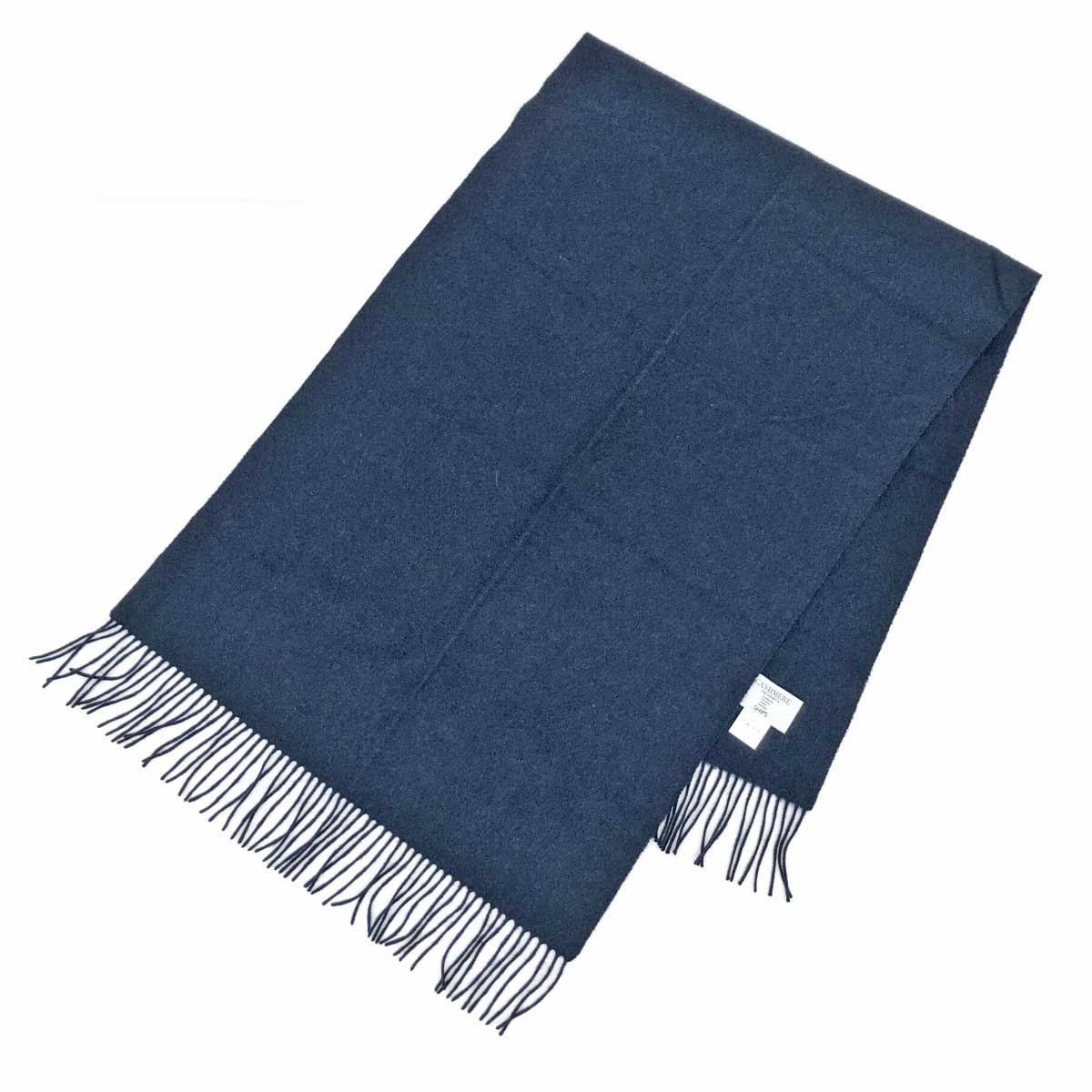 SHIPS シップス ストール 良好 ネイビー カシミヤ100％ 大判 フリンジ レディース 服飾小物 【中古】