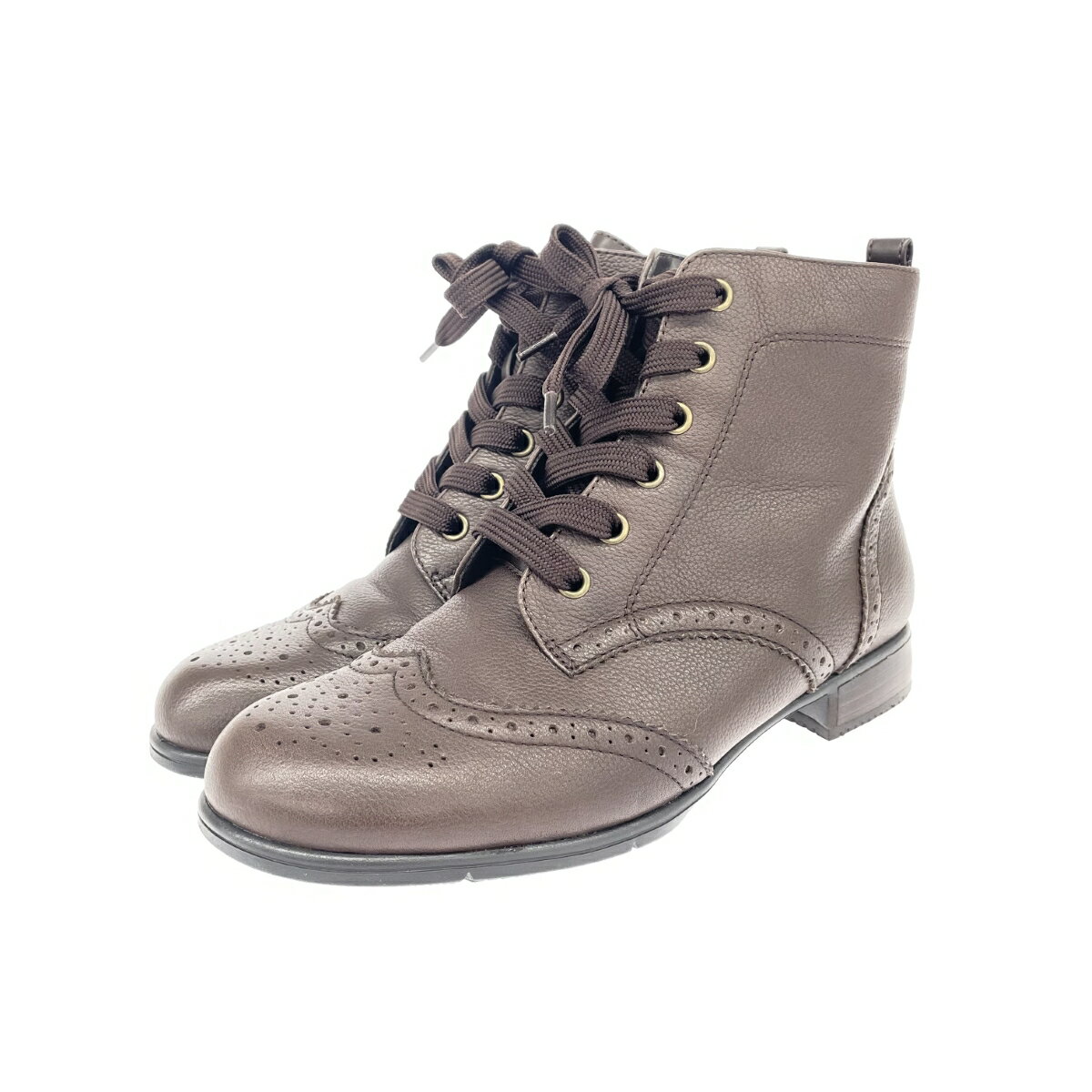 【50％OFFクーポン】★無制限＆全員対象★【202507】 fitfit フィットフィット レースアップブーツ 良好 23cm ブラウン レディース 靴 シューズ ブーティー boots 【中古】