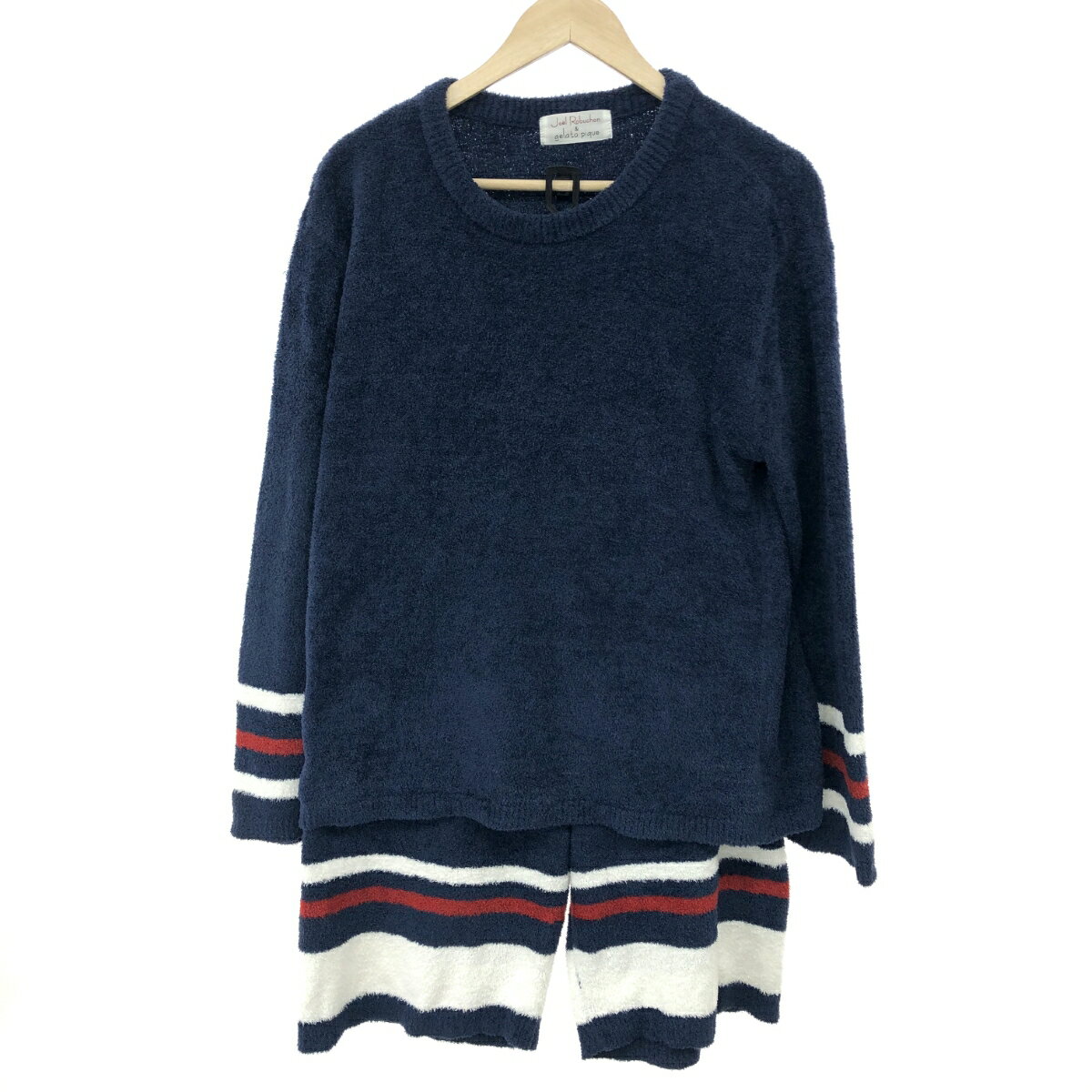 GELATO PIQUE ジョエルロブション×ジェラートピケ スムージィボーダー セットアップ サイズ:M PMNT171942/PMNP171943 ネイビー メンズ 【中古】