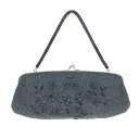 バッグ 鞄 パーティーバッグ メタルグレー 総ビーズ 花柄 レディース ドレス bag 鞄 【中古】