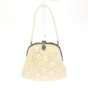 LUMY ルミーはしもと がま口 パーティーバッグ ホワイト 総ビーズ 花柄 レディース ドレス bag 鞄 【中古】
