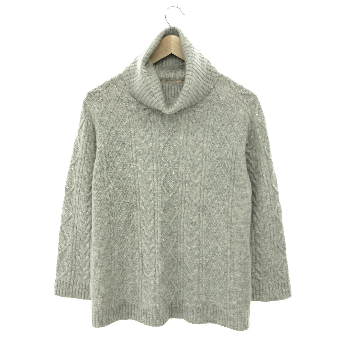 import Rossa インポートロッサ ROSSA タートルネックニット プルオーバーニット サイズ:42 グレー カシミヤウール スパンコール 【中古】