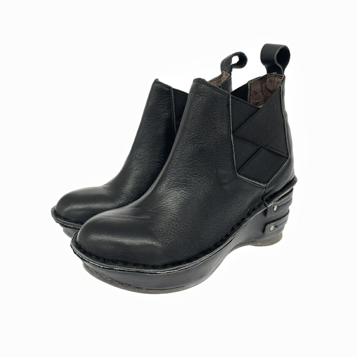 美品❣️ヒナディグリーン 本革リブニット　ブーツ　Lサイズ　3E ヒナ デイ グリーン Hina Day Green 本革 日本製 厚底