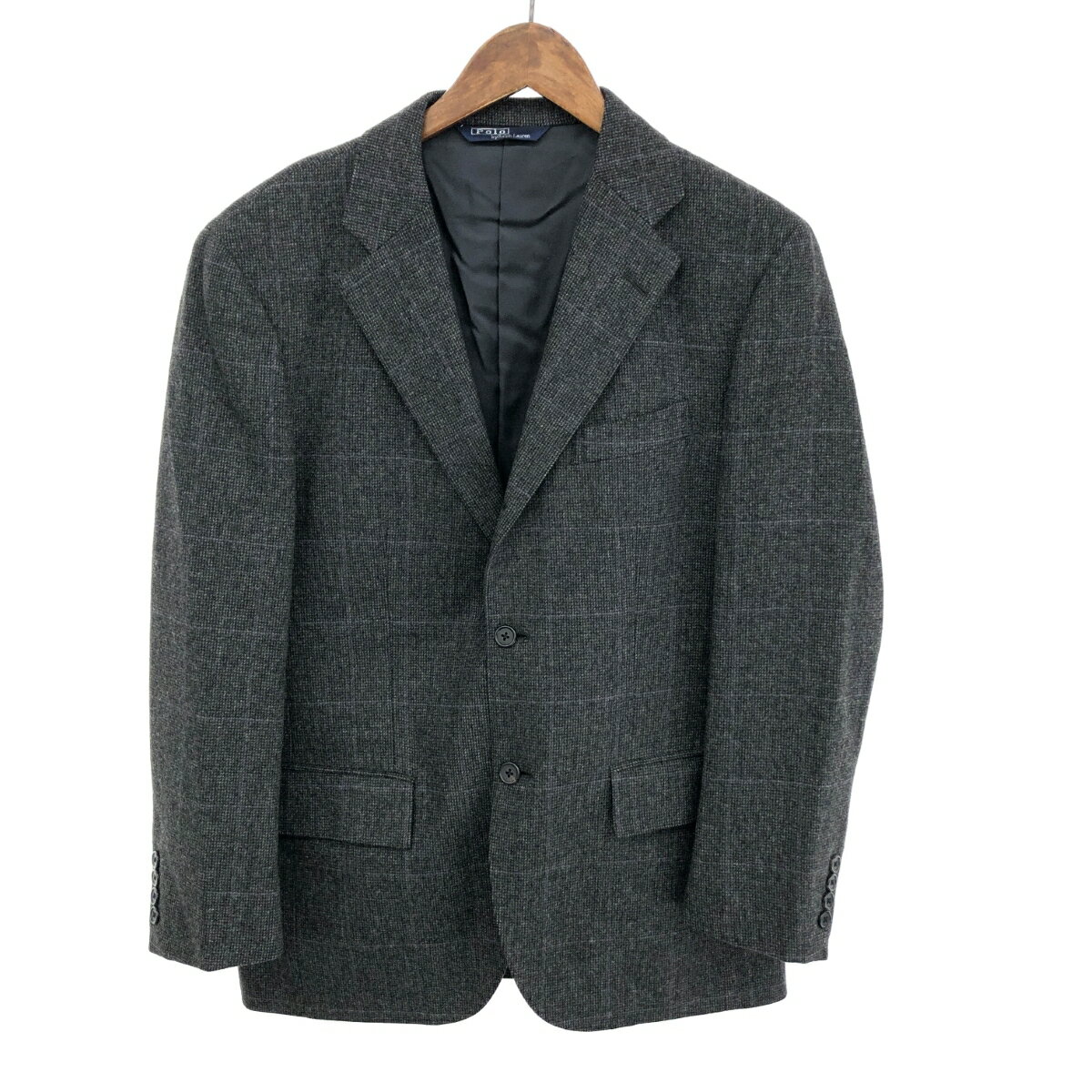 POLO RALPH LAUREN ポロラルフローレン ウインドウペーン 段返り3B ジャケット 良好 サイズ:C94-W84-T170 グレー メンズ 総裏地 【中古】