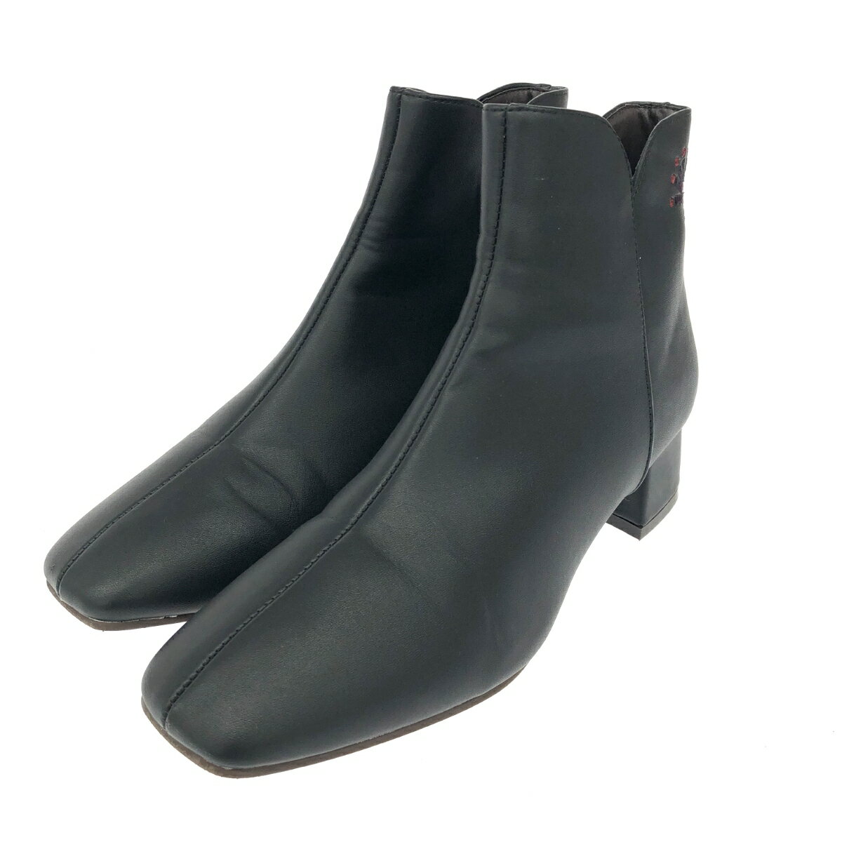 JOCOMOMOLA ホコモモラ ジップ ショート ブーツ 良好 24.5 ブラック レディース 靴 シューズ ブーティー boots 【中古】