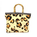 Kate spade ケイトスペード トートバッグ イエロー ナイロン×レザー 3室 レオパード バンブーハンドル レディース bag 鞄 【中古】