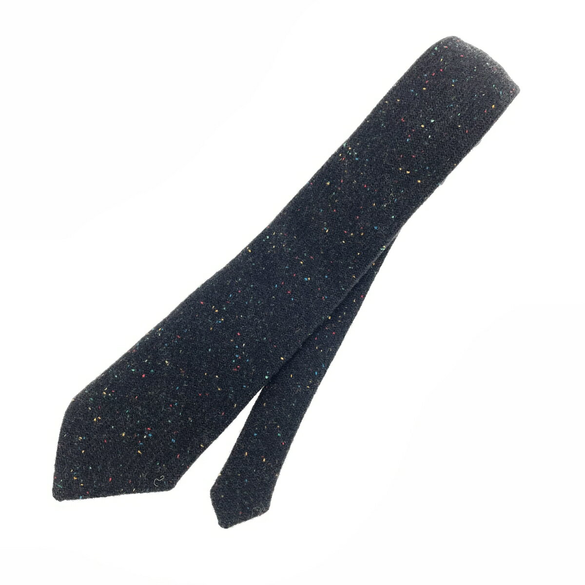 HARRIS TWEED ハリスツイード ネクタイ 良好 ブラック ウール100% ネップ メンズ UK ビジネス 服飾小物 【中古】