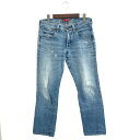 RED CARD レッドカード デニムパンツ サイズ:25(28) RC-001-4 ブルー 綿 レディース ボトムス ダメージジーンズ シンチバック 【中古】