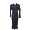 PLEATS PLEASE プリーツプリーズ ワンピース セットアップ サイズ:3 ネイビー レディース デニム調 上下セット 【中古】