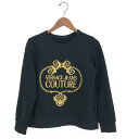 VERSACE JEANS COUTURE ヴェルサーチジーンズクチュール 長袖スウェット サイズ:S ブラック 綿 レディース トップス 長袖 刺繍 ロゴ 【中古】