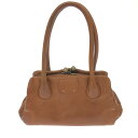 genten ゲンテン がま口 トートバッグ 良好 ブラウン レザー レディース bag 鞄 【中古】