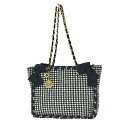 kaneko isao カネコイサオ トートバッグ 良好 ブラック/ホワイト チェーン レディース bag 鞄 【中古】