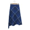 LANVIN en Bleu ランバンオンブルー モヘヤ混ロングスカート 新品同様 サイズ:38 ブルー レディース チェック 定価3万 ボトムス 【中古】