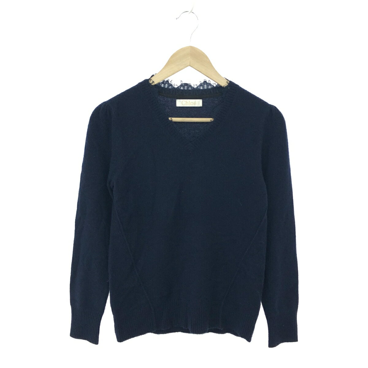 Chloe クロエ Vネックカシミヤニット サイズ:36 ネイビー カシミヤ100% レディース イタリア製 トップス 【中古】