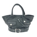 JOHNNY WOLF ジョニーウルフ トートバッグ ブラック レザー ライダースジャケット風 ユニセックス bag 鞄 【中古】