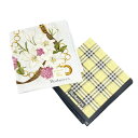 Burberry's バーバリーズ ハンカチ 2枚 未使用品 ライトブルー イエロー チェック 花柄 レディース 日用品 服飾小物 【中古】