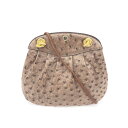Guy Laroche ギラロッシュ ショルダーバッグ ブラウン オーストリッチ フルポイント レディース ヴィンテージ 斜め掛け bag 鞄 【中古】