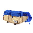 Herschel ×BEAMS ハーシェル×ビームス ボディバッグ 良好 ブルー×ベージュ ナイロン ラケット柄 ユニセックス ウエストポーチ bag 【中古】