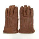 genten×Gloves ゲンテン×グローブス 手袋 7 1/2 ブラウン レザー×ウール レディース イタリア製 glove グローブ 服飾小物 【中古】