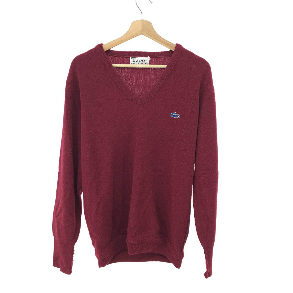 LACOSTE アイゾットラコステ Vネックニットセーター ニット サイズ:L ボルドー メンズ 70s 糸巻きタグ ..