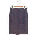 LOEWE ロエベ タイトスカート サイズ:36 パープル 牛革×シルク レディース スエード ひざ丈 ボトムス 【中古】