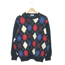 PAPAS パパス アーガイルニット サイズ:表記なし ブラック ウール メンズ トップス 【中古】