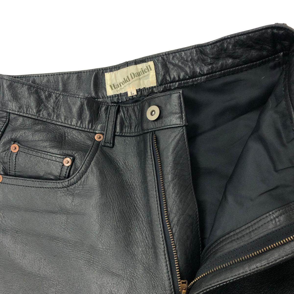 Harold Daniell ハロルドダニエル レザーパンツ サイズ:L ブラック メンズ ボトムス 【中古】