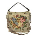 Think Bee シンクビー 2WAYショルダーバッグ ベージュ ゴブラン織 フラワーブーケ レディース 多機能 bag 鞄 【中古】