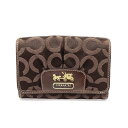 COACH コーチ 財布 ブラウン ジャガード 二つ折り オプアート レディース ウォレット 服飾小物 【中古】