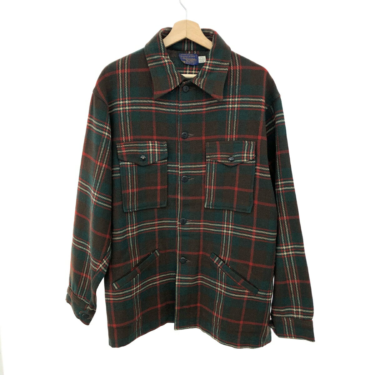 PENDLETON ペンドルトン チェックウール ジャケット サイズ:L レッド/グリーン メンズ 70s ヴィンテージ アウター 【中古】