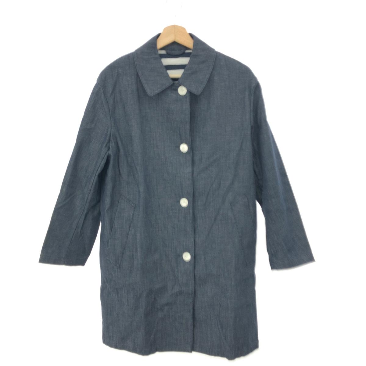 MACKINTOSH LONDON マッキントッシュロンドン デニムロングコート サイズ:38 ネイビー レディース 裏地ボーダー 定番 アウター 【中古】