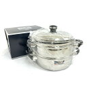 宮崎製作所 MIYACO オブジェ 3層鋼鍋 箱付 未使用品 25cm、3.7L/OJ-8-3 シルバーカラー ステンレス 蒸し器 調理器具 【中古】