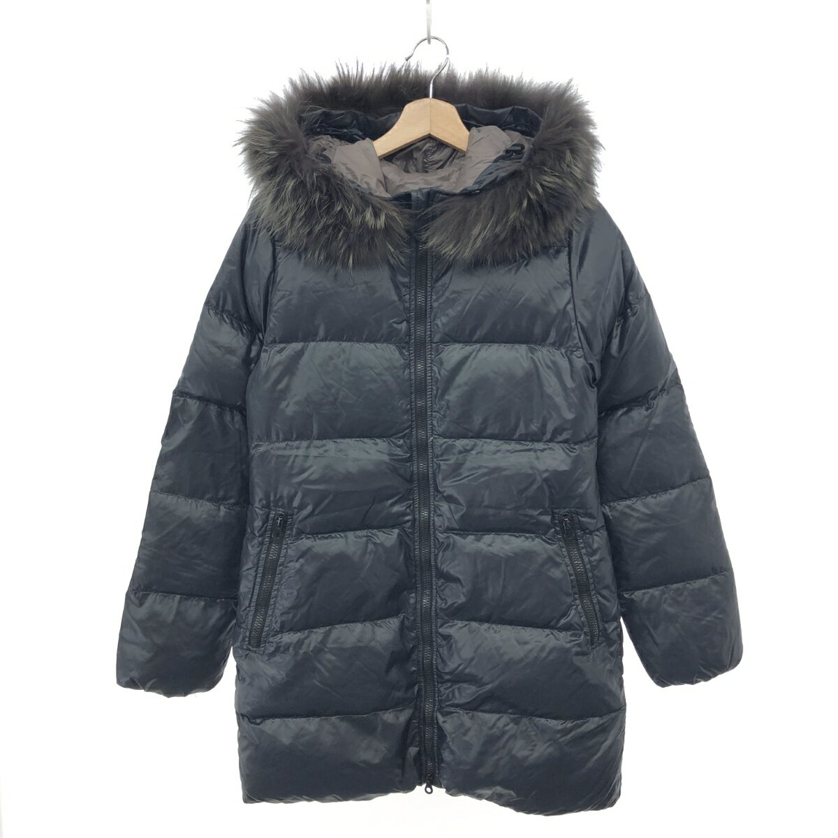 DUVETICA デュベティカ ダウンコート サイズ:42 ブラック レディース ファー付き ロング アウター 【中古】