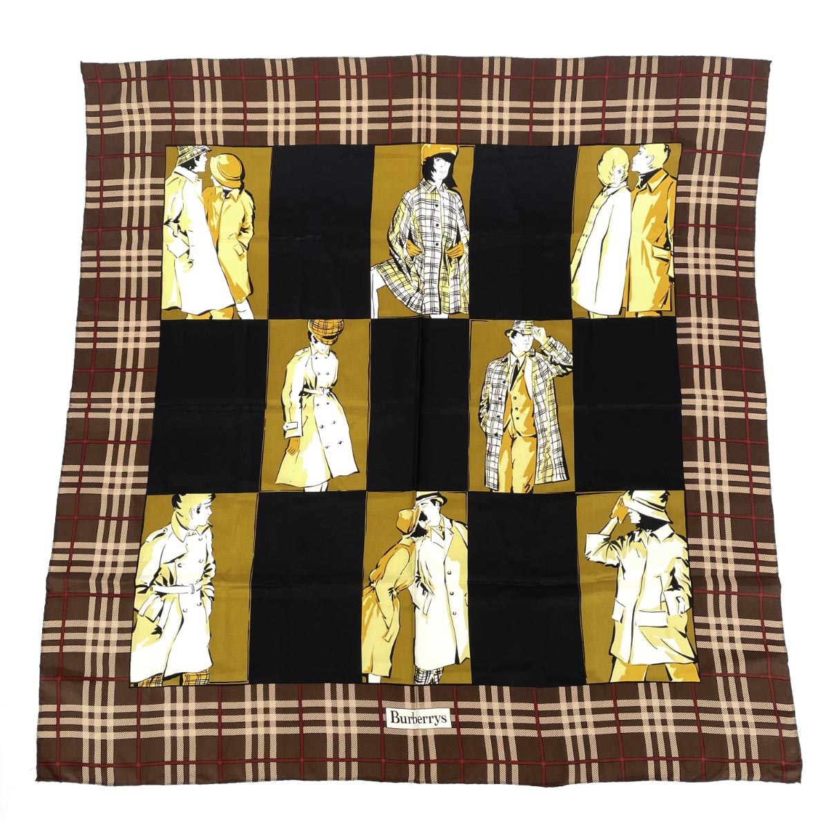 Burberry's バーバリーズ スカーフ 良好 ブラック シルク100% レディース ヴィンテージ 服飾小物 【中古】