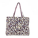 Bonpoint ボンポワン トートバッグ パープル×アイボリー コーデュロイ チェリー サクランボ レディース 肩掛け bag 鞄 【中古】