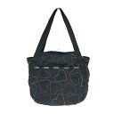 LeSportsac レスポートサック トートバッグ ブラック ナイロン ハート刺繍 レディース bag 鞄 【中古】