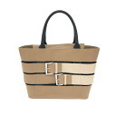 BARCLAY CLUB バークレークラブ トートバッグ 良好 ベージュ レザー ベルトデザイン レディース bag 鞄 【中古】