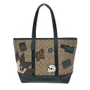 COACH コーチ×キースへリング トートバッグ 良好 F67373 ブラウン×ブラック PVC シグネチャー ワッペン ユニセックス bag 鞄 【中古】