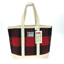 PARROTT CANVAS パロットキャンバス トートバッグ 未使用品 ホワイト/レッド キャンバス×ウール地 チェック柄 ユニセックス bag 鞄 【中古】