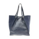 ecco エコー トートバッグ 美品 ネイビー レザー 縦長 台形 レディース bag 鞄 【中古】