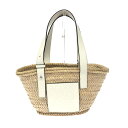 LOEWE ロエベ バスケットスモール かごバッグ トートバッグ 良好 ホワイト/ベージュ パームリーフ レディース bag 鞄 【中古】