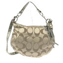 COACH コーチ 2WAY ショルダーバッグ 13707 ベージュ シグネチャー ジャガード レディース 多機能 bag 鞄 【中古】