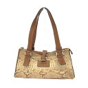 伊太利屋 イタリヤ トートバッグ ブラウン パイソン×レザー レディース bag 鞄 【中古】