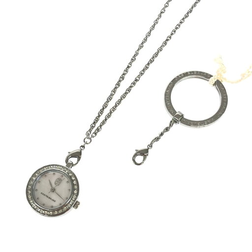 CASTELBAJAC カステルバジャック ペンダントウォッチ 懐中時計 ラインストーン キーリング 新品同様 シルバーカラー SS レディース ウォッチ watch 【中古】