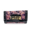 ANNA SUI アナスイ ドルチェ 4連 キーケース 良好 パープル エナメル 花柄 バタフライ レディース キーリング キーホルダー 【中古】