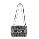 GUESS ゲス ショルダーバッグ ブラック×ホワイト ツイード レディース 肩掛け 斜め掛け bag 鞄 【中古】