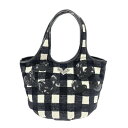 Think Bee シンクビー トートバッグ 良好 ブラック×アイボリー チェック スパンコール ハート レディース bag 鞄 【中古】