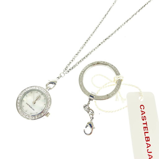 CASTELBAJAC カステルバジャック 懐中時計 新品同様 シルバーカラー SS レディース ペンダントウォッチ ネックレス キーリング 【中古】 CASTELBAJAC カステルバジャック 懐中時計 新品同様 シルバーカラー SS レディース ペンダントウォッチ ネックレス キーリング 【中古】