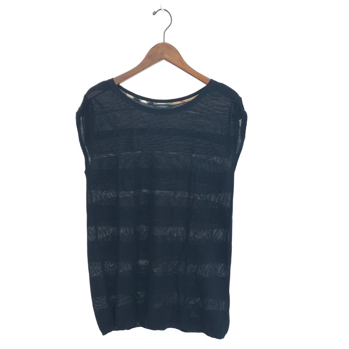 BURBERRY LONDON バーバリーロンドン ホース刺繍 ノースリーブ ニット サイズ:1 ネイビー コットン レ..